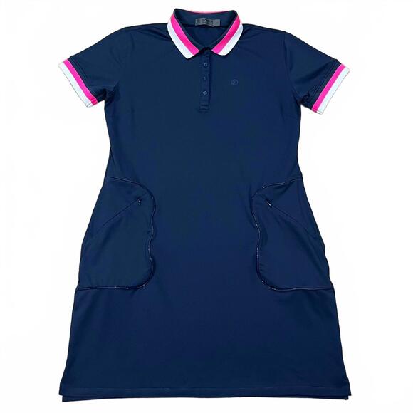G/Fore Womens Golf Short Sleeve Polo Dress Blue Size Medium